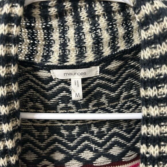 Maurices Black and White Cardigan Sweater with Shawl Collar - Picture 3 of 4